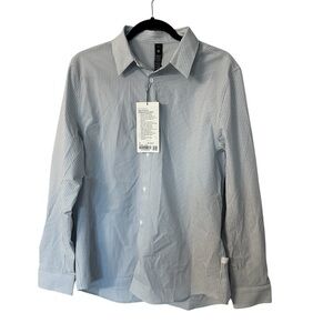 Lululemon New Venture Classic-Fit LS Shirt Men’s Blue & White Striped Sz M NWT